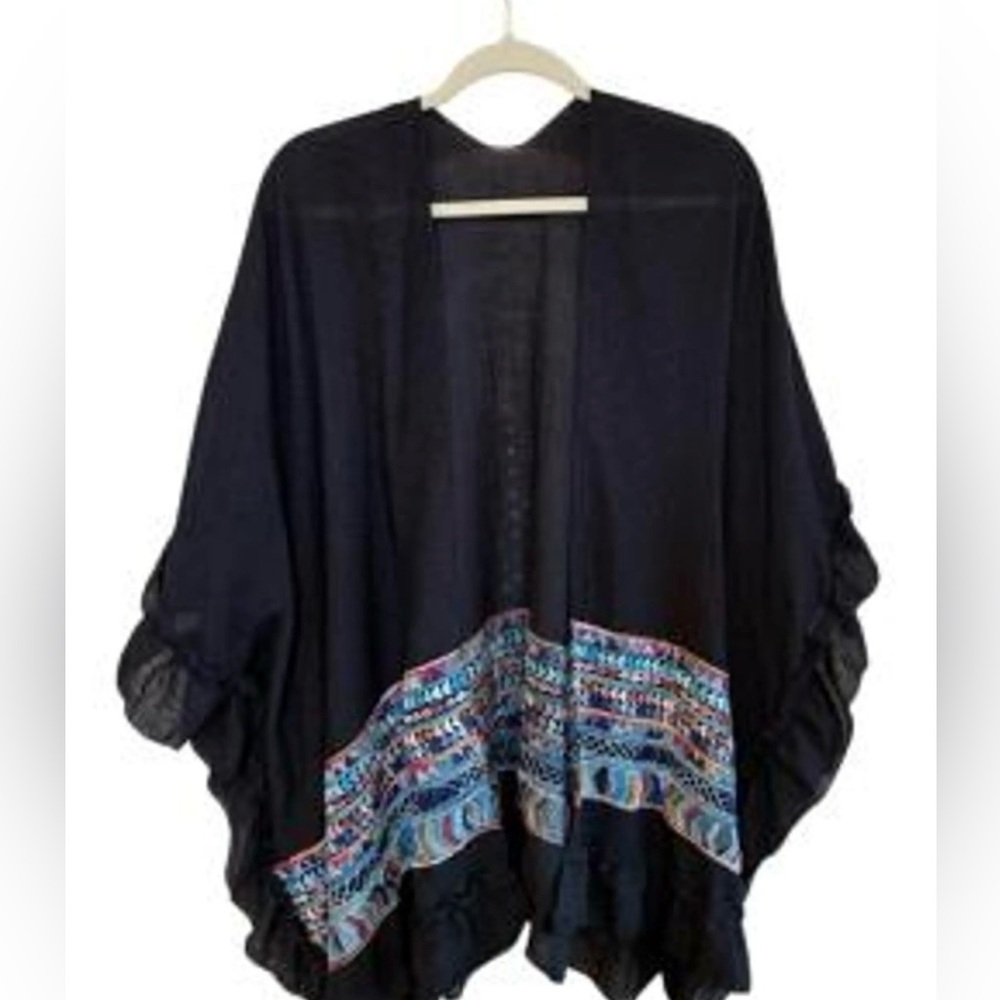 Open Front Embroidered Kimono/Cover Up
